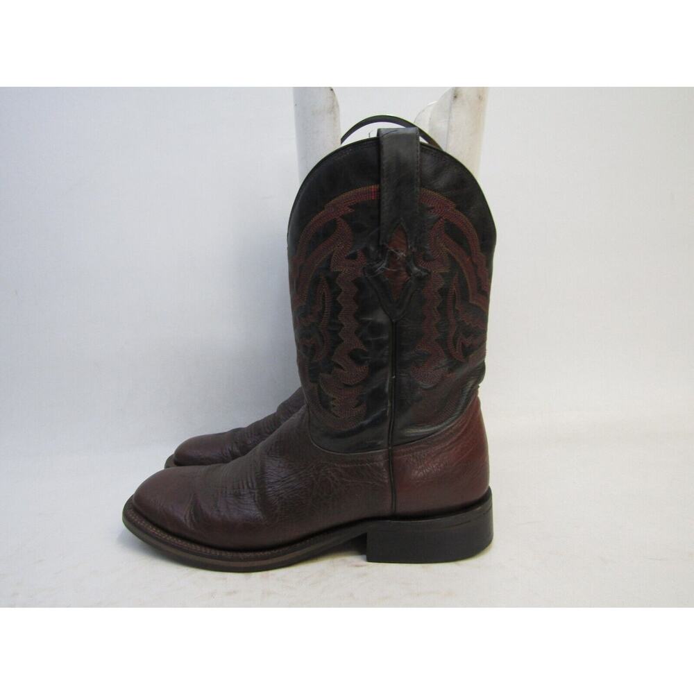 Resistol Ranch Womens Size 11 B Black Brown Leather Cowboy Western Boots